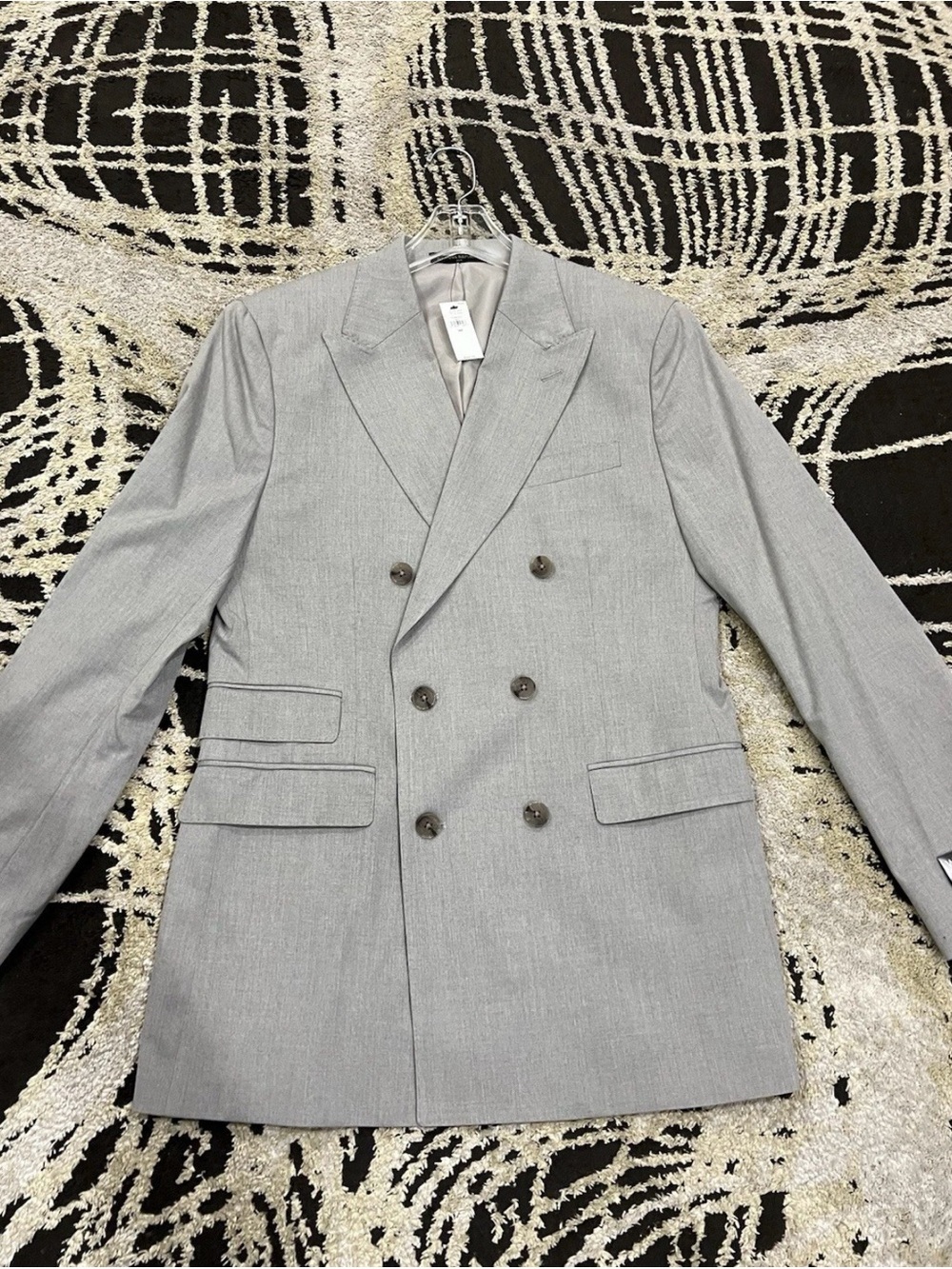 Banana Republic Double-Breasted Light Gray Blazer tailored fit 38R